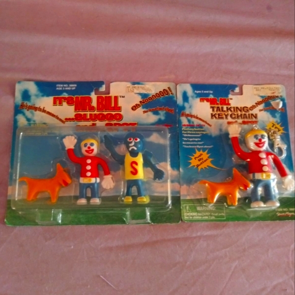 Mr Bill /Sluggo/Spot bendable figures and Talking Key Chain W/spot Lot - Picture 1 of 2